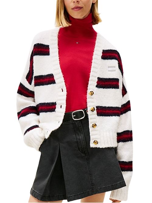 Cardigan a righe in misto alpaca squadrato Tommy Jeans | DW0DW21678YBH